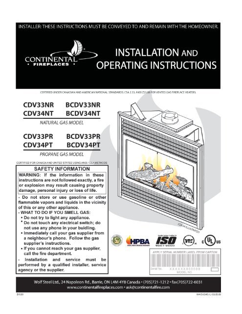 CDV34 Gas Fireplace - Continental Fireplaces