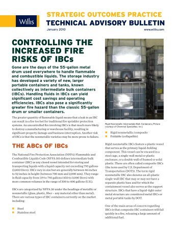 CONTROLLING THE INCREASED FIRE RISKS OF IBCs - Willis