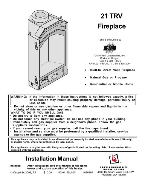 21 TRV Fireplace - Lopi