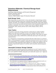 Hazardous Materials: Chemical Storage Asset Requirements