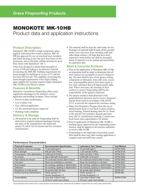 Monokote MK-10 HB - Grace Construction Products