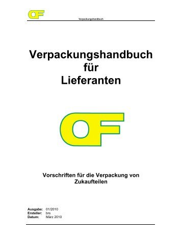 Verpackungshandbuch für Lieferanten Vorschriften ... - Oscar Faeh AG