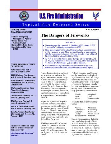The Dangers of Fireworks - US Fire Administration - Federal ...