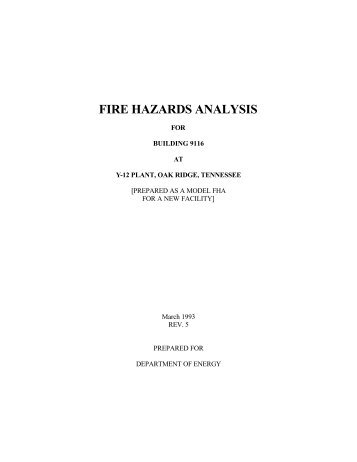 Fire Hazard Analysis - The Office of Health, Safety and Security