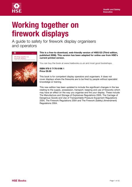 HSG123: Working together on firework displays - Health and Safety ...