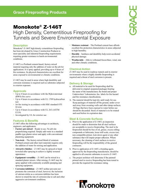 Monokote® Z-146T High Density, Cementitious Fireproofing for ...