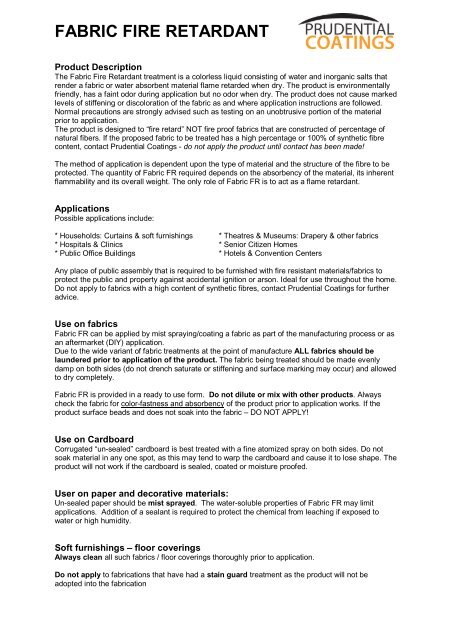Fabric Fire Retardant Prudential Coatings