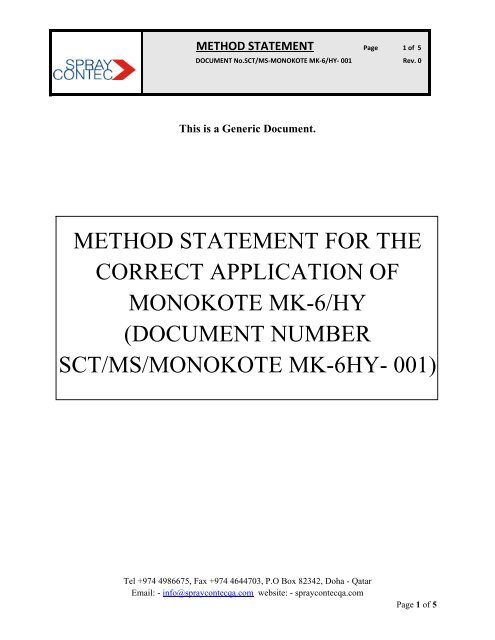 Method statement for the correct application of ... - Structural Steel