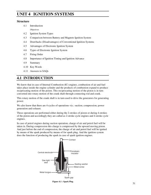 UNIT 4 IGNITION SYSTEMS - IGNOU