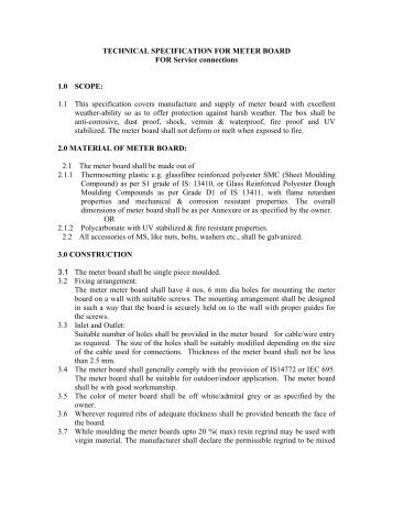 TECHNICAL SPECIFICATION FOR METER BOARD FOR Service ...