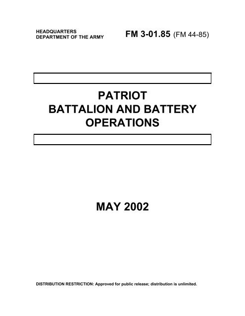 FM 3-01.85: Patriot Battalion and Battery Operations - BITS