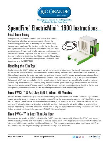 SpeedFire® ElectricMini™ 1600 Instructions - Rio Grande