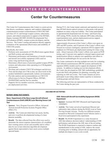 Center for Countermeasures - DOT&E