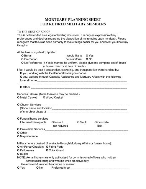 Mortuary Layout Sheet.pdf mortuary planning sheet for retired military members - RAO Osan