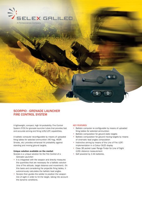 scorpio - grenade launcher fire control system - Selex Galileo