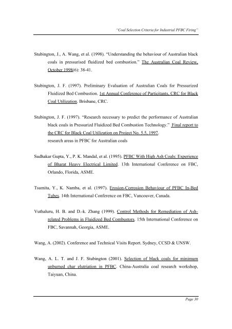 coal selection criteria for industrial pfbc firing project 3.2 - CCSD