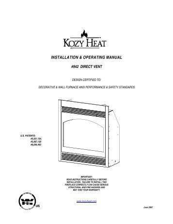 INSTALLATION & OPERATING MANUAL - Kozy Heat Fireplaces