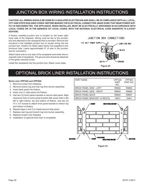 Vail Premium Vent-Free Fireplace Manual - White Mountain Hearth