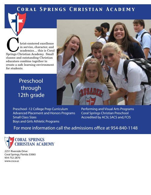 Inside this Issue - Coral Springs Christian Academy