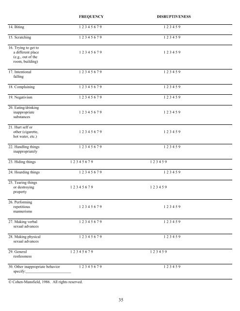 Instruction manual for the cohen-mansfield agitation inventory