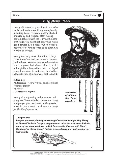 Tudor Instruments - Stringed Instruments - Worksheets and ...