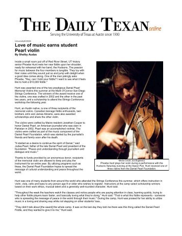 Love of music earns student Pearl violin - Daniel Pearl Foundation