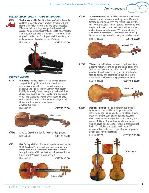 WHOLESALE CATALOG - International Violin Co., Violin, Luthier ...