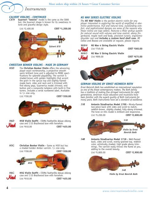 WHOLESALE CATALOG - International Violin Co., Violin, Luthier ...