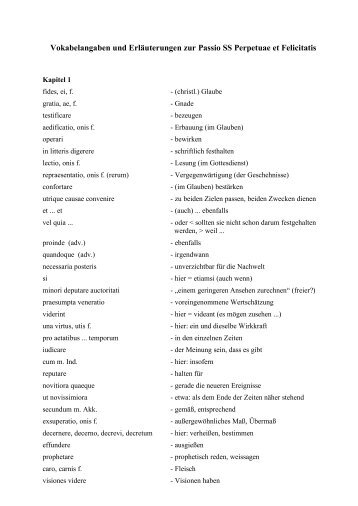Vokabelangaben zum lateinischen Text und - von Jörg Dittmer