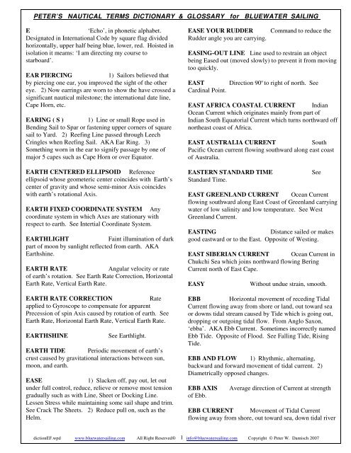 Peter S Nautical Terms Dictionary Glossary For Bluewater Sailing