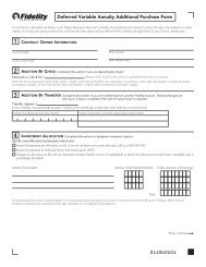 Deferred Variable Annuity Additional Purchase Form - Fidelity