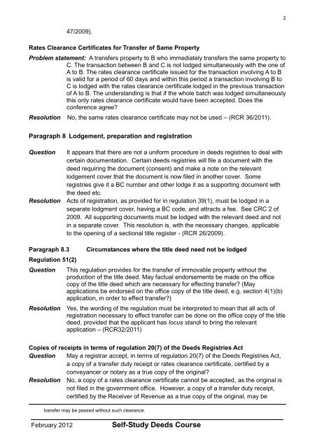 Conference Resolutions - Centre for Conveyancing Practice