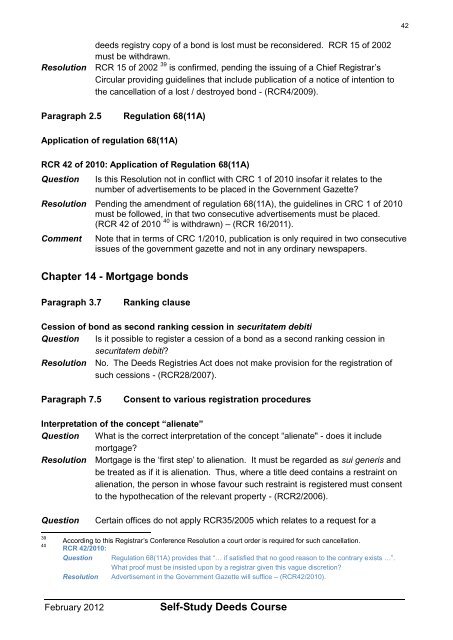 Conference Resolutions - Centre for Conveyancing Practice