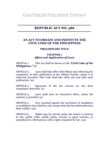 REPUBLIC ACT NO. 386 - Chan Robles and Associates Law Firm