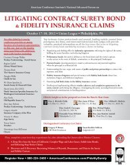 litigating contract surety bond & fidelity insurance ... - Sedgwick LLP