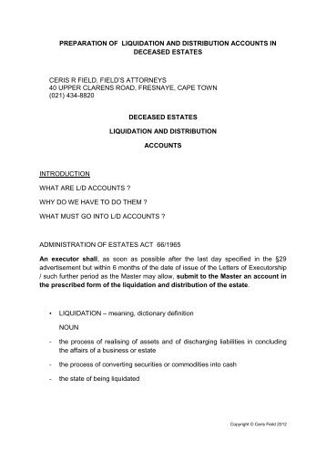 How To Do A Liquidation And Distribution Account
