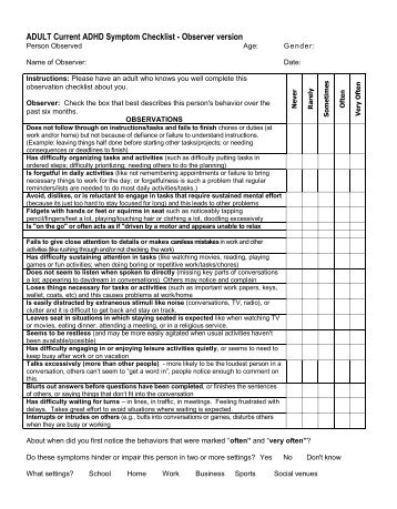 Adult Attention Deficit Disorder Questionnaire 83