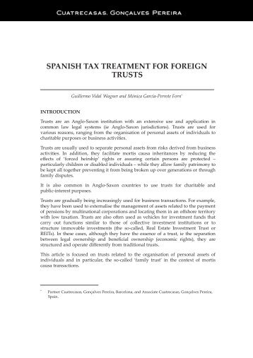 SPANISH TAX TREATMENT FOR FOREIGN TRUSTS - Cuatrecasas