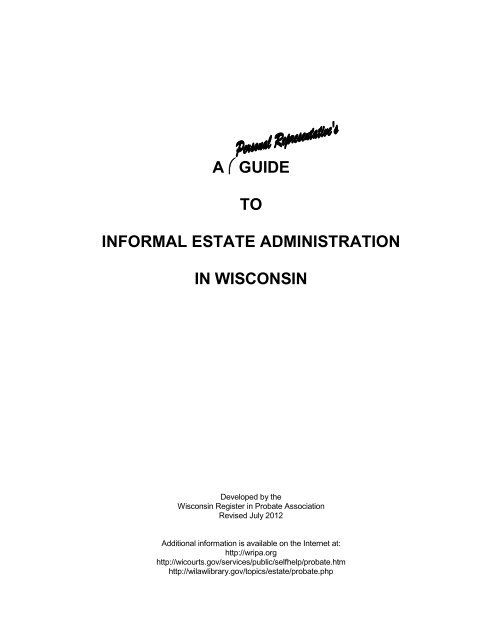 A guide to informal estate administration - Wisconsin Court System
