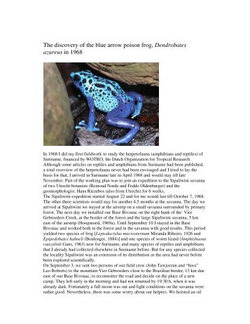 The discovery of the blue arrow poison frog - Plants of the Sipaliwini ...