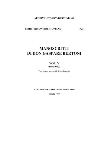 manoscritti di don gaspare bertoni vol. v - St. Gaspar Bertoni