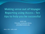 Making sense out of Voyager Reporting using Access ... - IGeLU