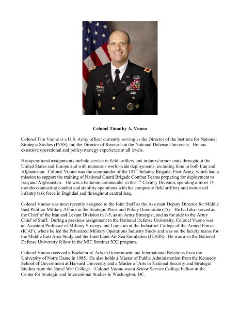 Lieutenant Colonel Timothy A - National Defense University