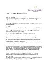 Terms & Conditions for Reservations - Panorama Resort & Spa