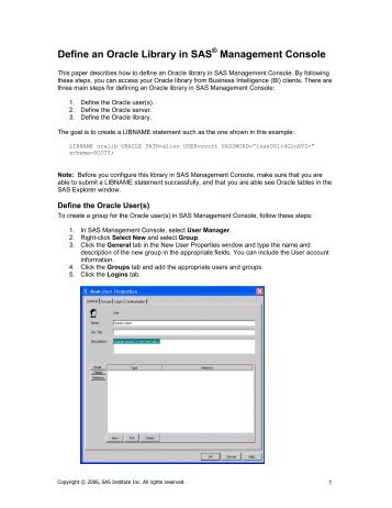 TS-771 Define an Oracle Library in SAS® Management Console