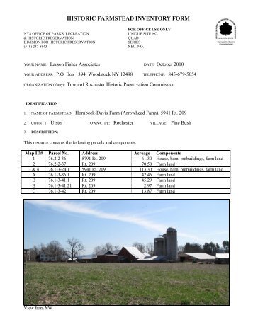 HISTORIC FARMSTEAD INVENTORY FORM - Accord