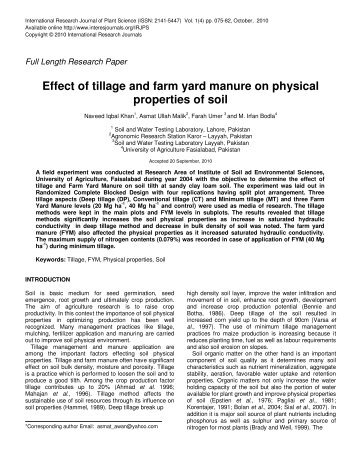 Effect Of Tillage On Soil Physical Properties Effect Of Tillage On Soil Physical Properties