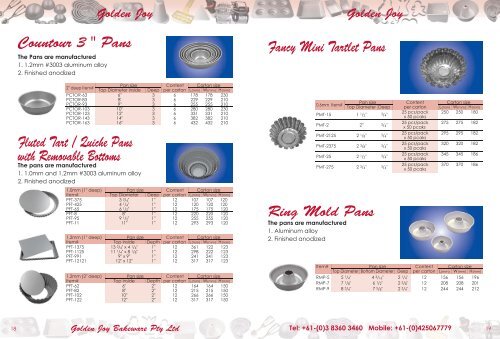 Golden Joy Bakeware Pty Ltd - Foodservice Australia