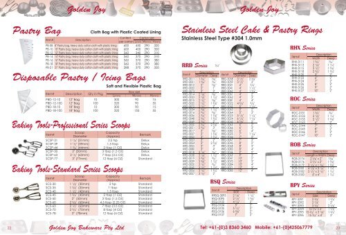 Golden Joy Bakeware Pty Ltd - Foodservice Australia