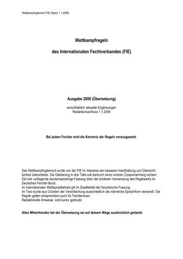 Wettkampfregeln des Internationalen Fechtverbandes (FIE)